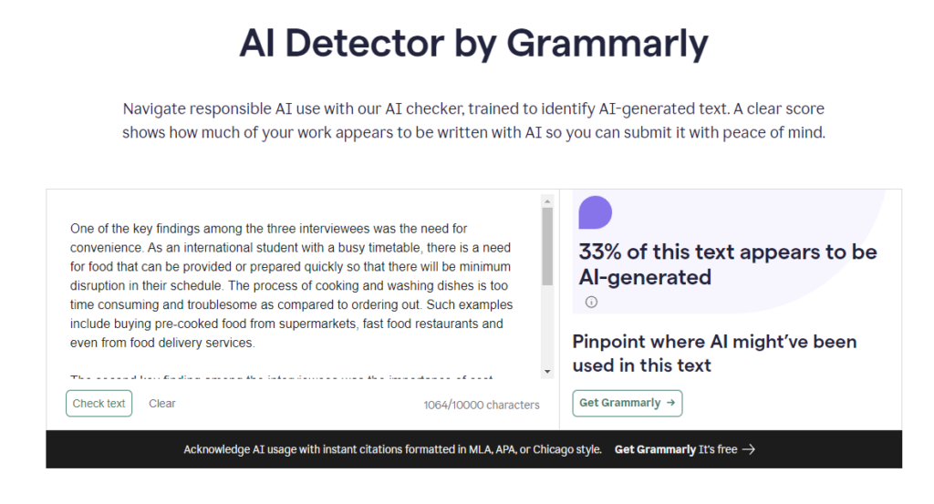 Grammarly AI Detection Test Results 